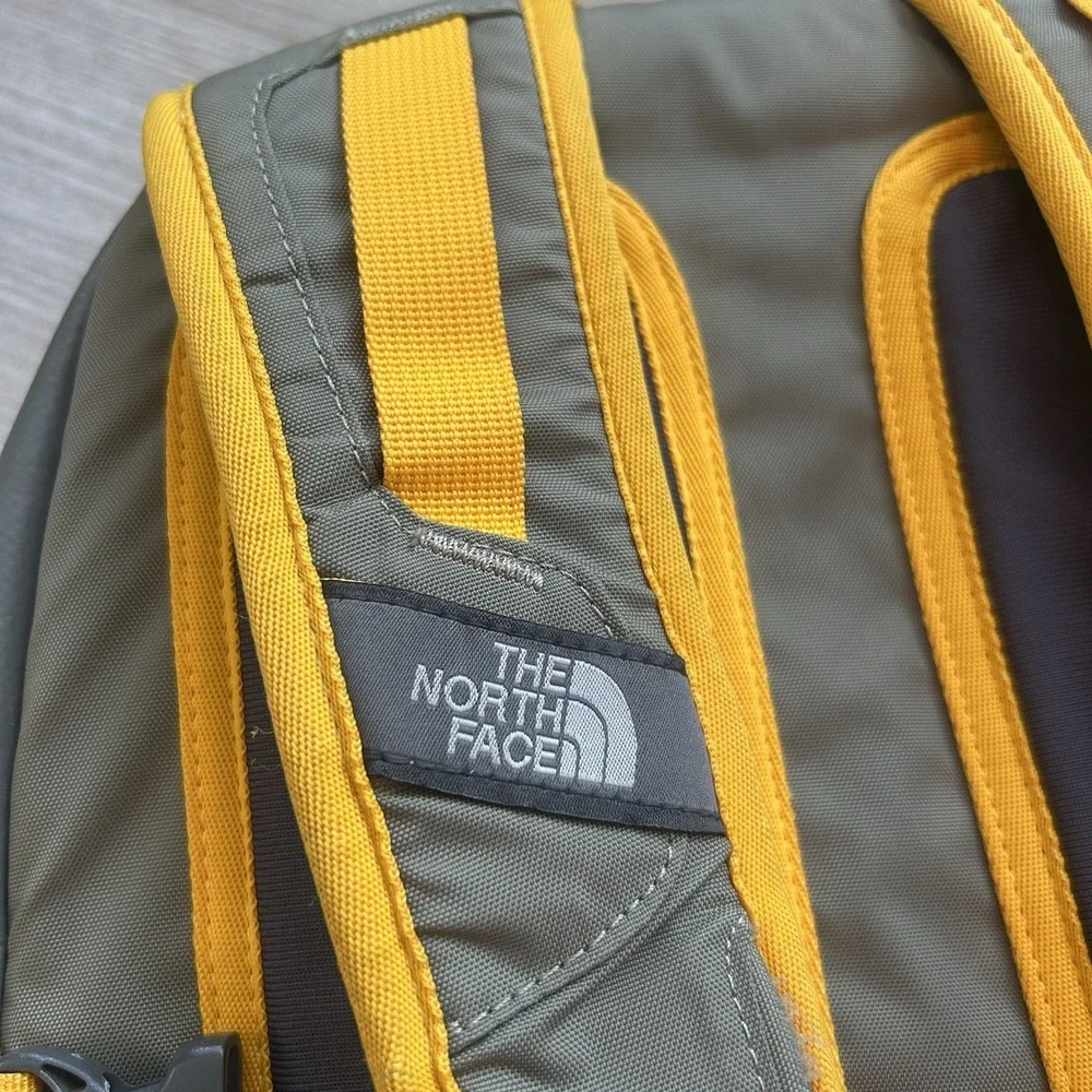 The North Face Hot Shot Backpack Book bag Travel Weekend School YELLOW/GREY